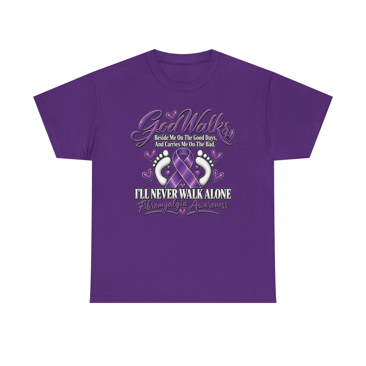 Purple Awareness Ribbon I'll Never Walk Alone T-Shirt | Support Survivor Tee