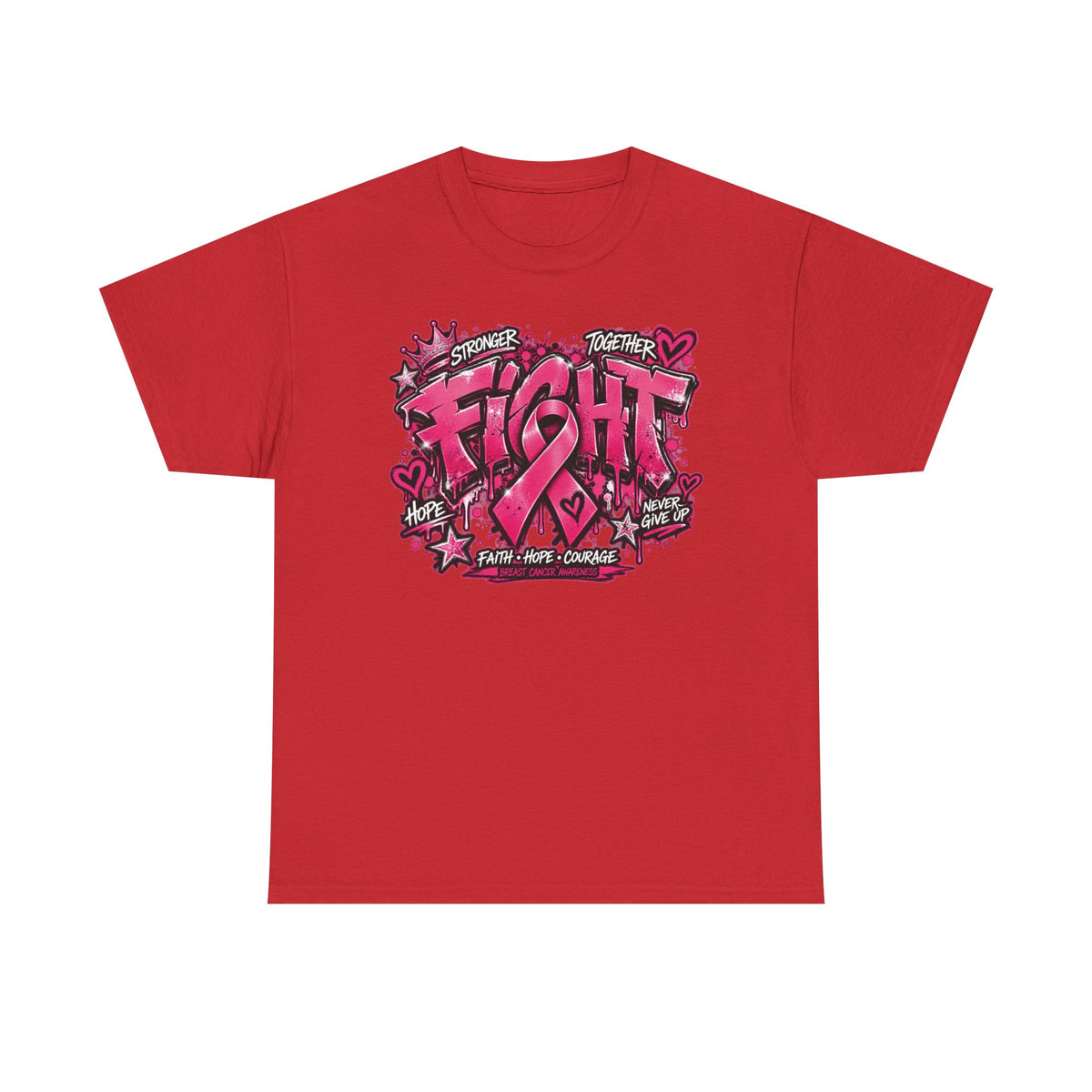 Fight Pink Ribbon T-Shirt | Breast Cancer Awareness, Graffiti Heart Design