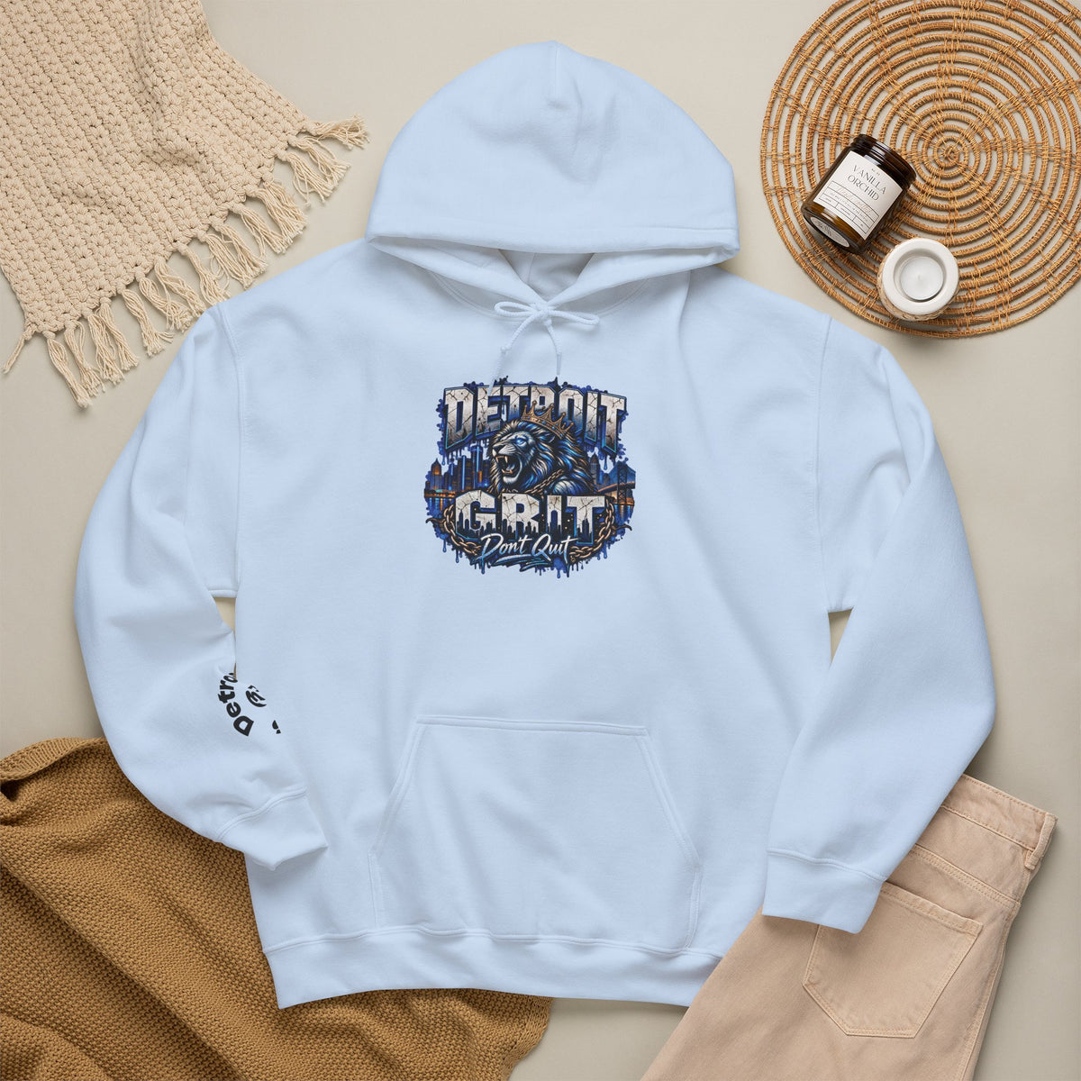 Detroit Grit graphic Hoodie | Motor City skyline, industrial vintage design