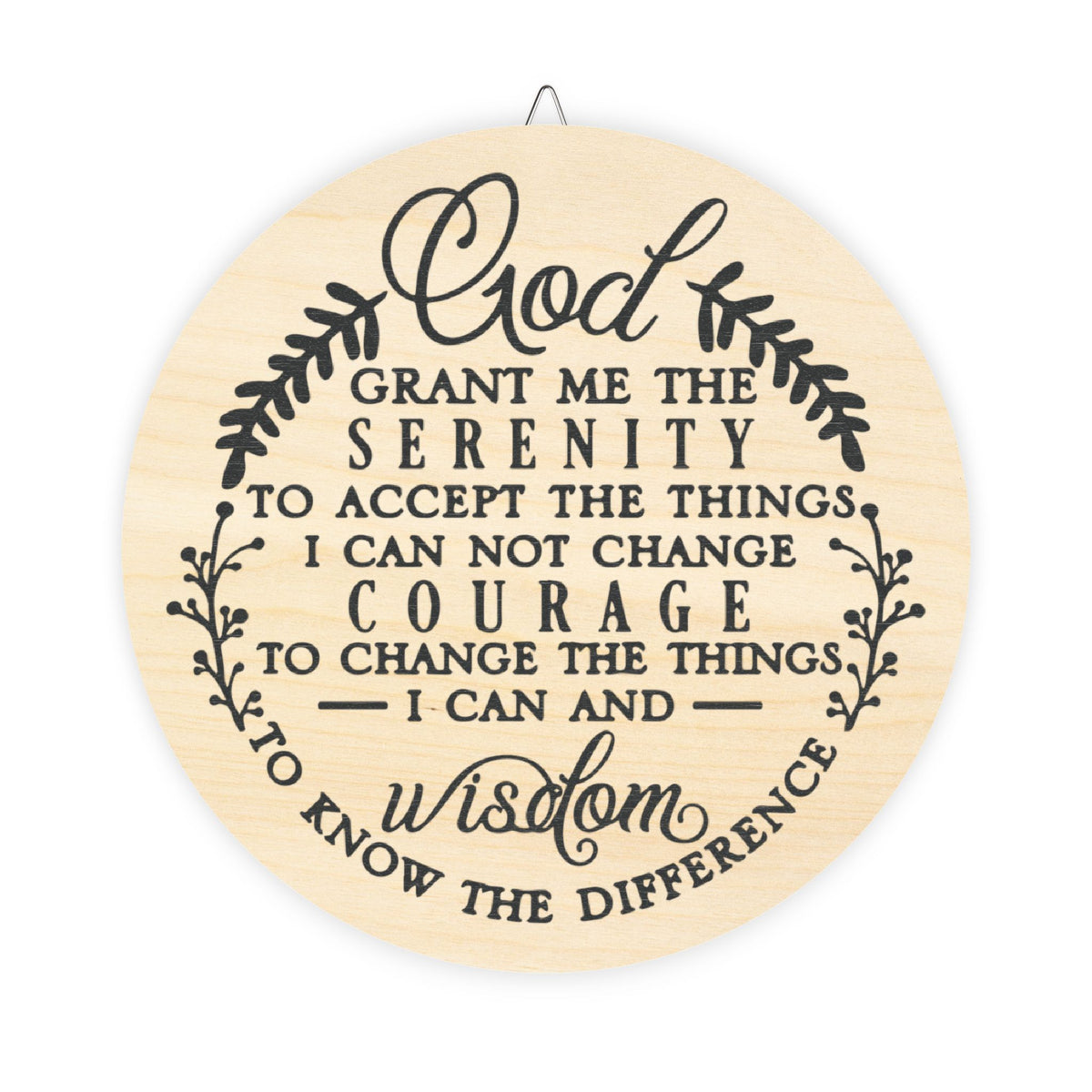 Serenity Prayer Round Wood Sign | Spiritual Wall Decor