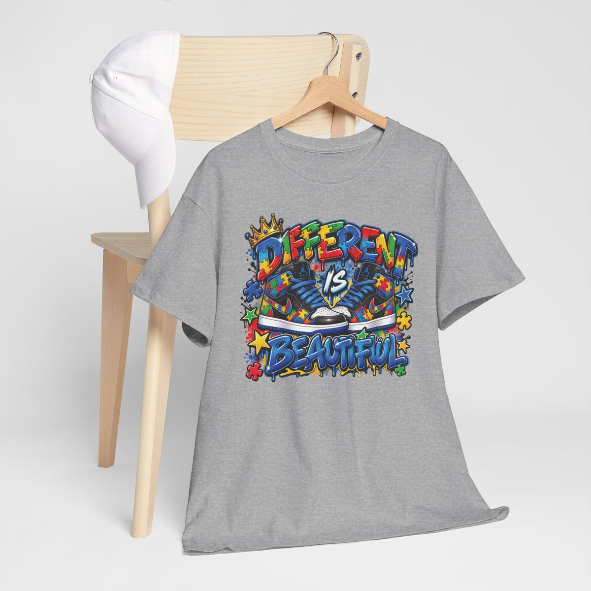 Different Is Beautiful Autism T-Shirt | Colorful Graffiti Typography