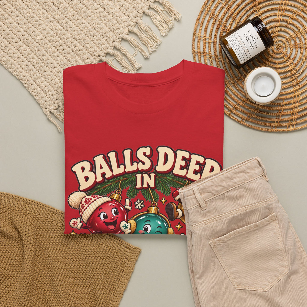 Balls Deep in Christmas Spirit Graphic Tee