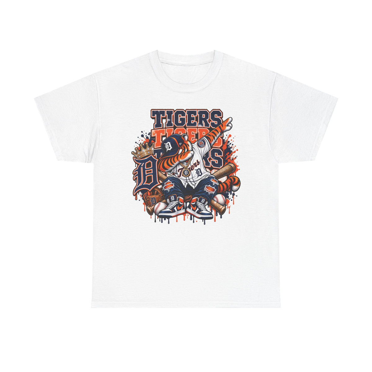 Detroit Tigers Mascot Baseball Tee | Vintage Tiger Batter Design