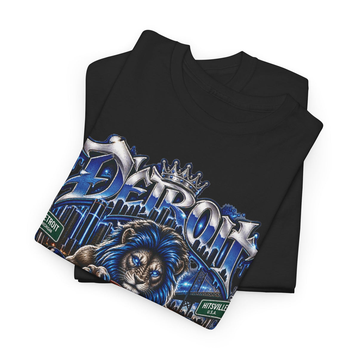 Detroit Basketball Lion Graphic Tee | Motor City D Old English Logo