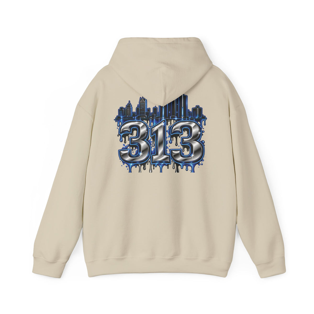 Detroit 313 Drip Skyline Hoodie | Graffiti Letter B Chest Design