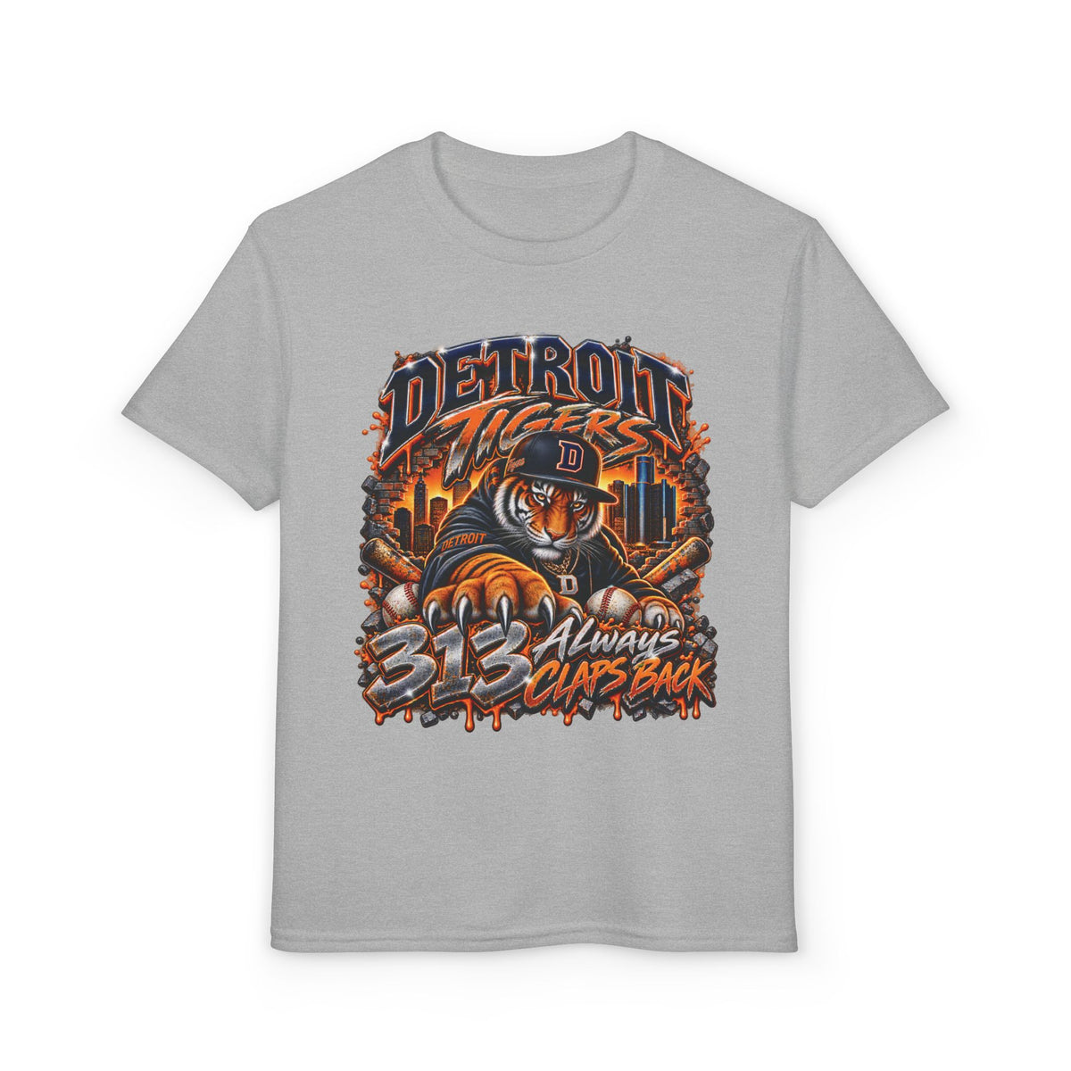 Detroit Tigers Tiger Mascot T-Shirt | 313 Always Claps Back