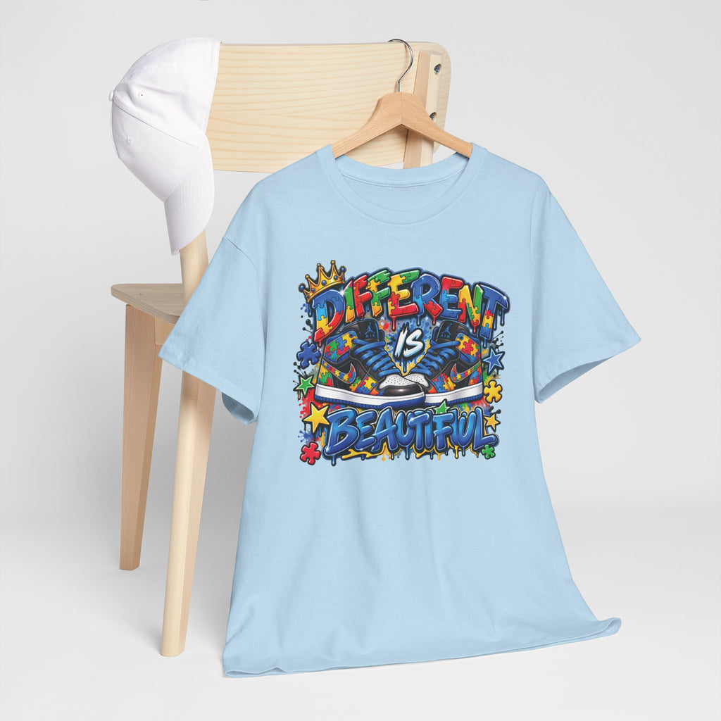 Different Is Beautiful Autism T-Shirt | Colorful Graffiti Typography
