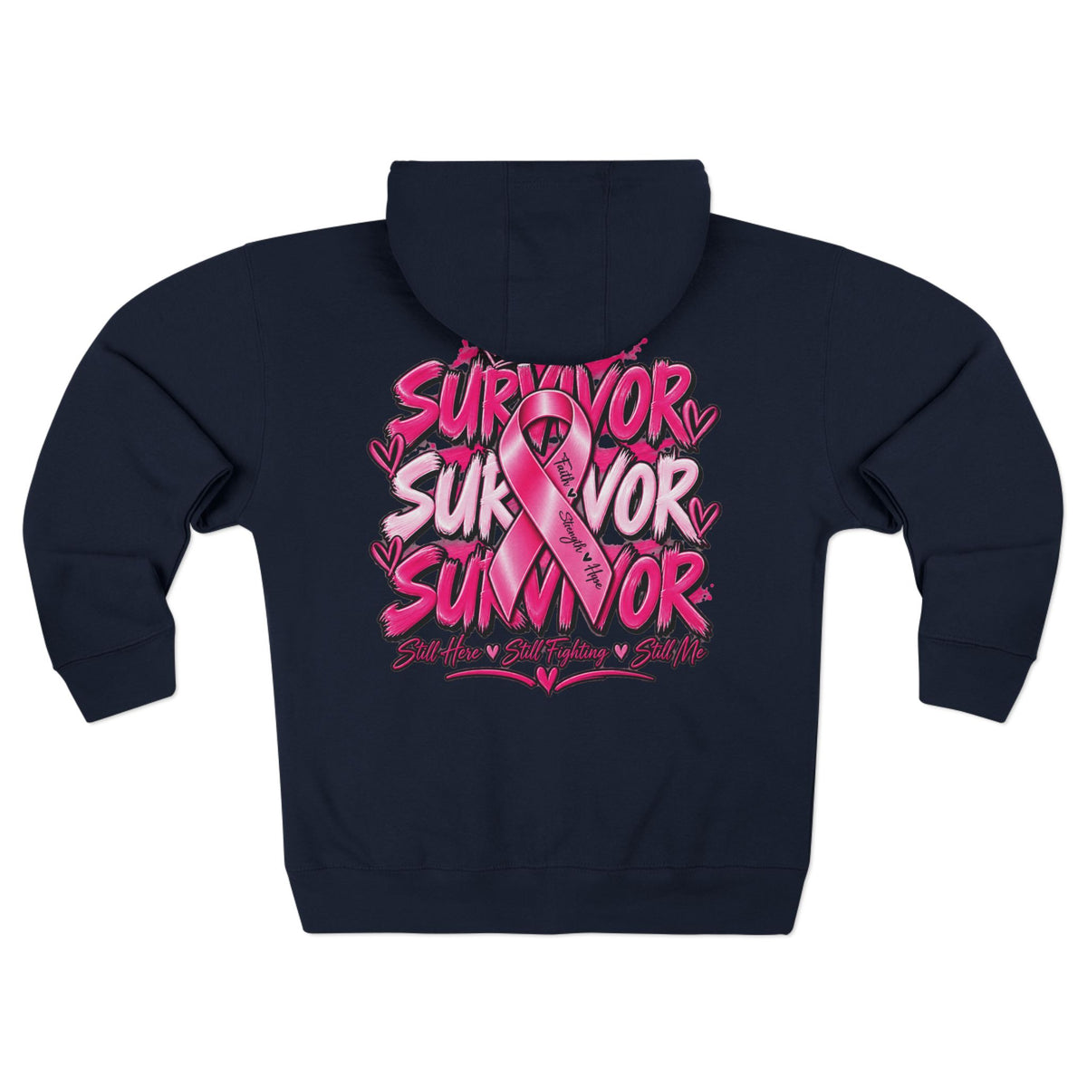 Survivor pink ribbon Hoodie | Breast Cancer Awareness zip sweatshirt
