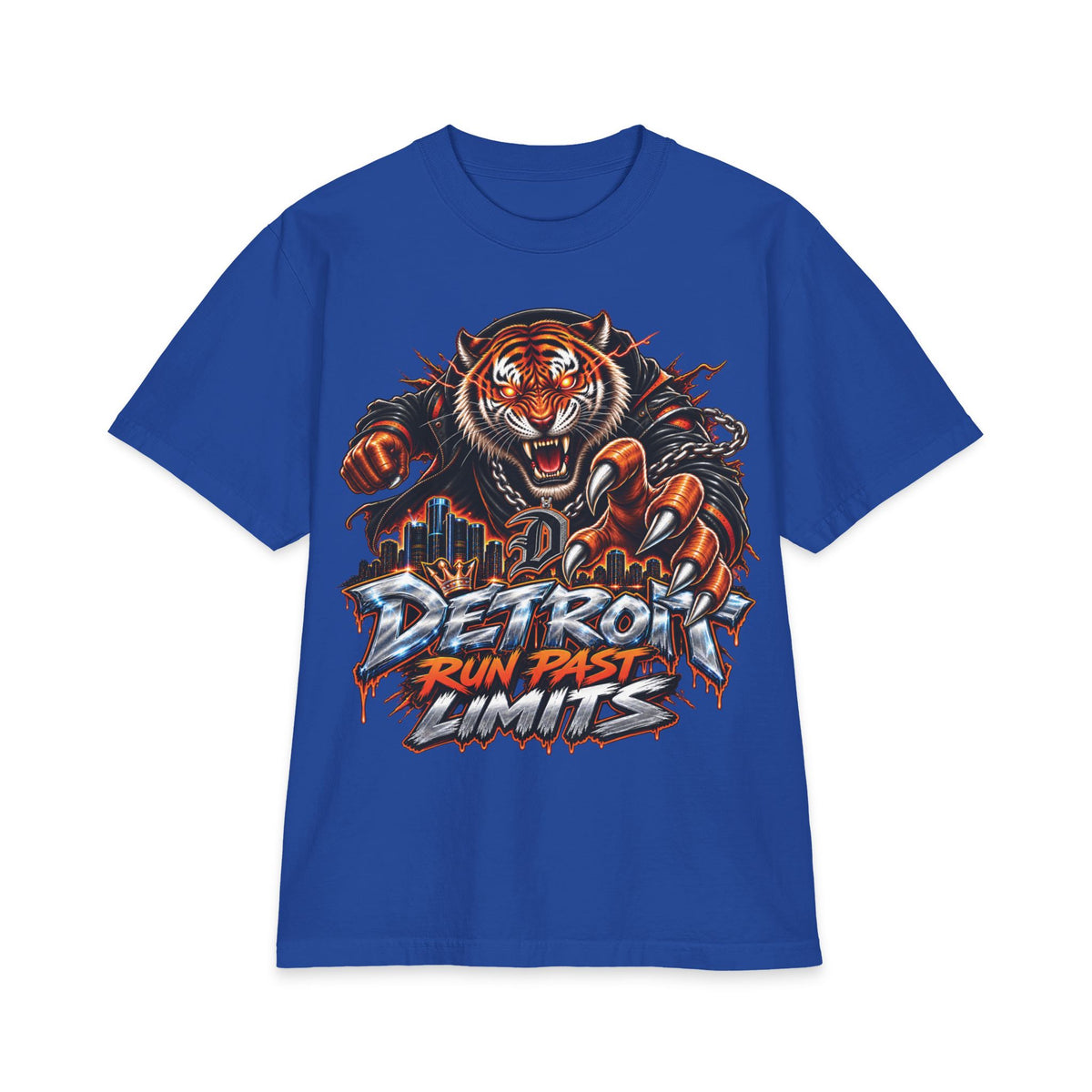 Detroit Run Past Limits T-Shirt | Tiger City Skyline Graphic