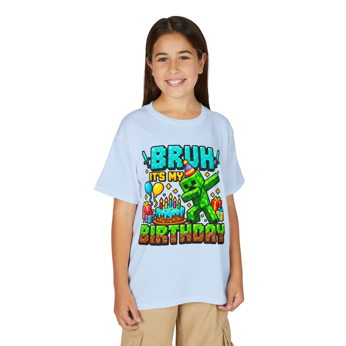 Bruh It’s My Birthday Youth T-Shirt – Pixel Gaming Birthday Shirt