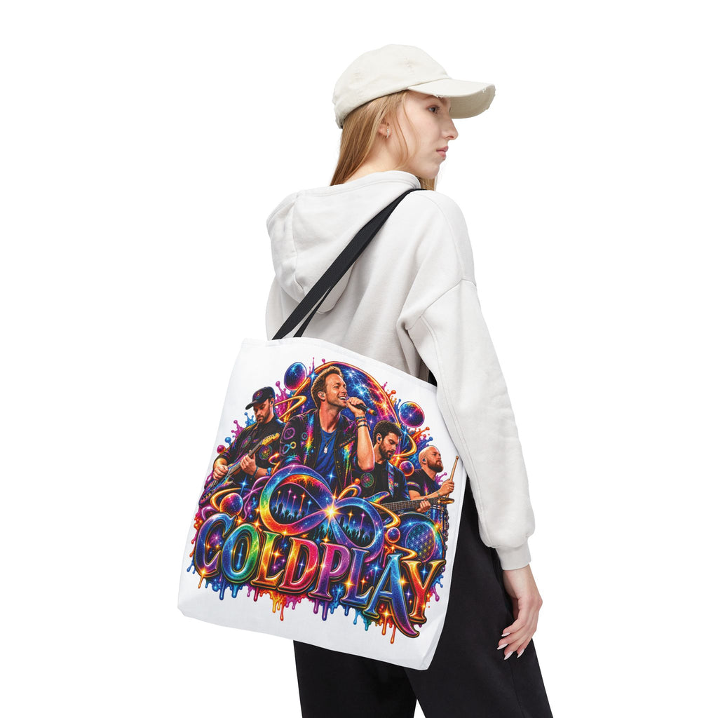 Colorful Coldplay Band Portrait Tote Bag | Music Concert Artwork Tote