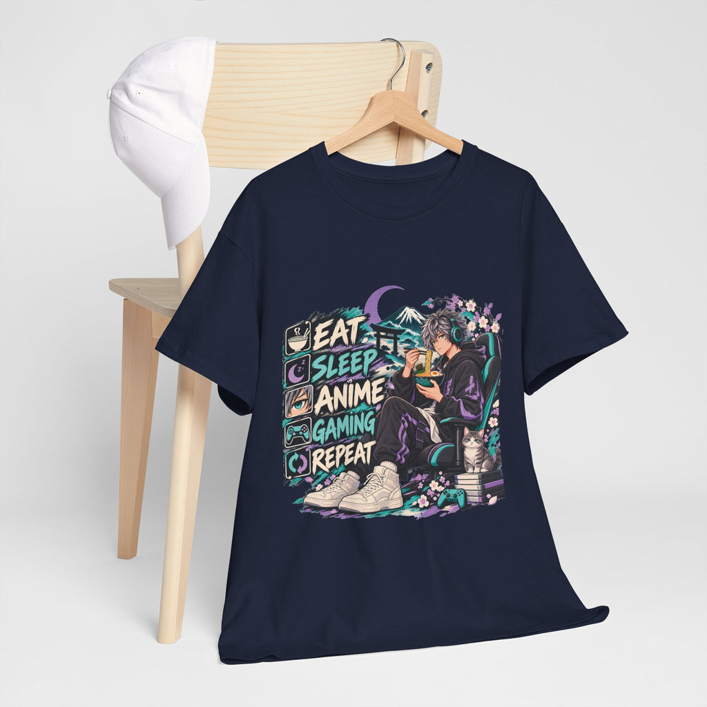Eat Sleep Anime Gaming Repeat Video Game Graphic T-Shirt