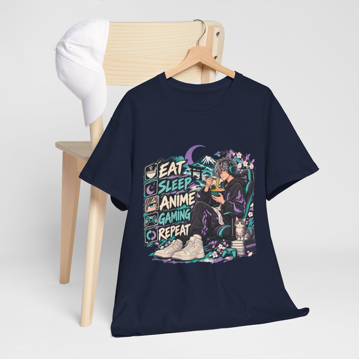 Eat Sleep Anime Gaming Repeat Video Game Graphic T-Shirt