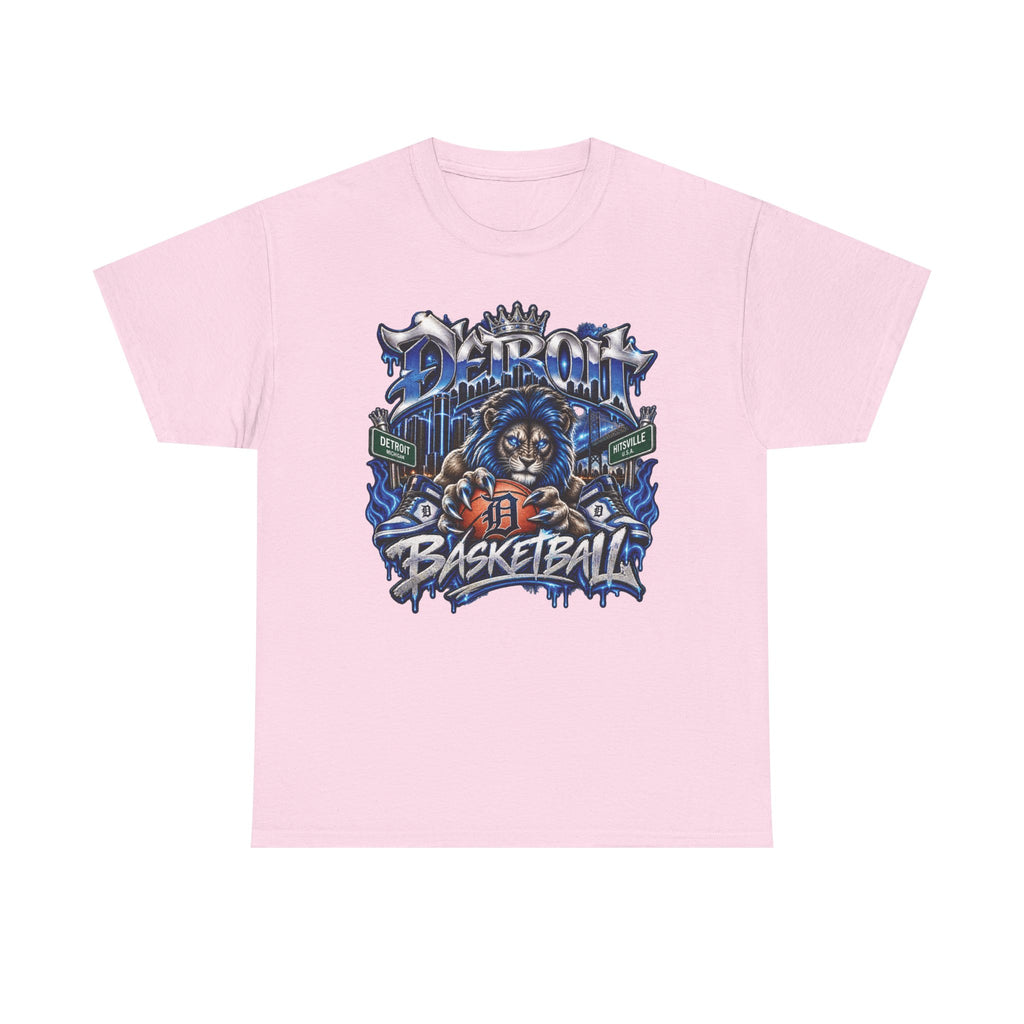Detroit Basketball Lion Graphic Tee | Motor City D Old English Logo