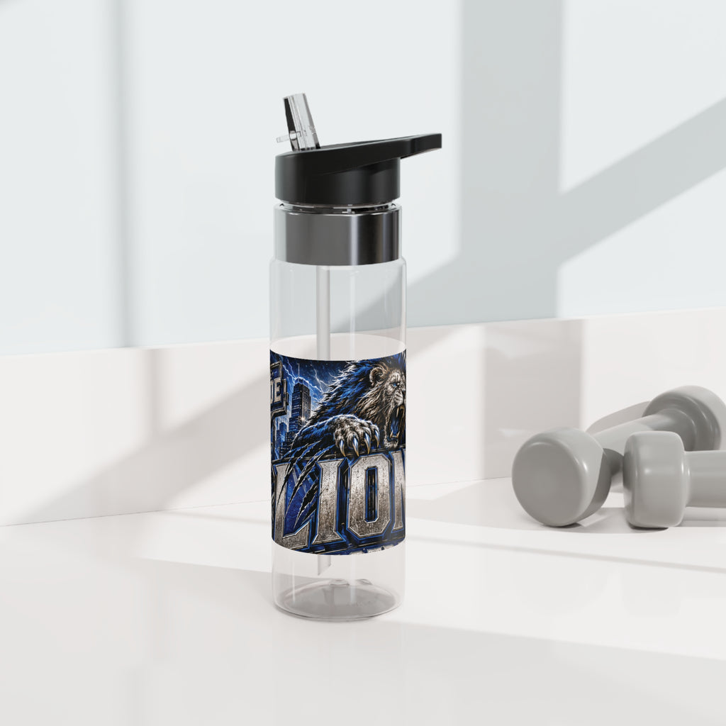 Lion Detroit Pride sport bottle | Clear Tritan water bottle, battle graphic