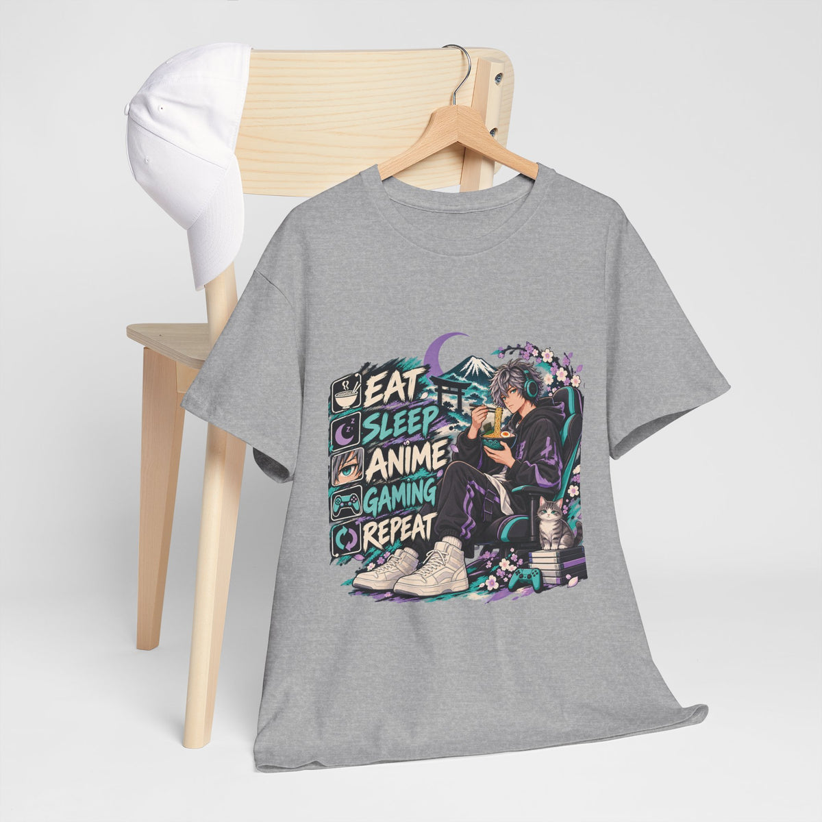 Eat Sleep Anime Gaming Repeat Video Game Graphic T-Shirt