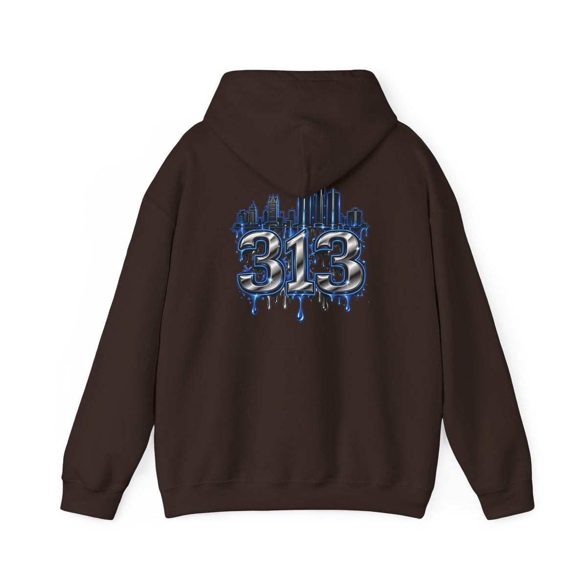 Detroit 313 Skyline Hoodie | Dripping Graffiti City Football Design