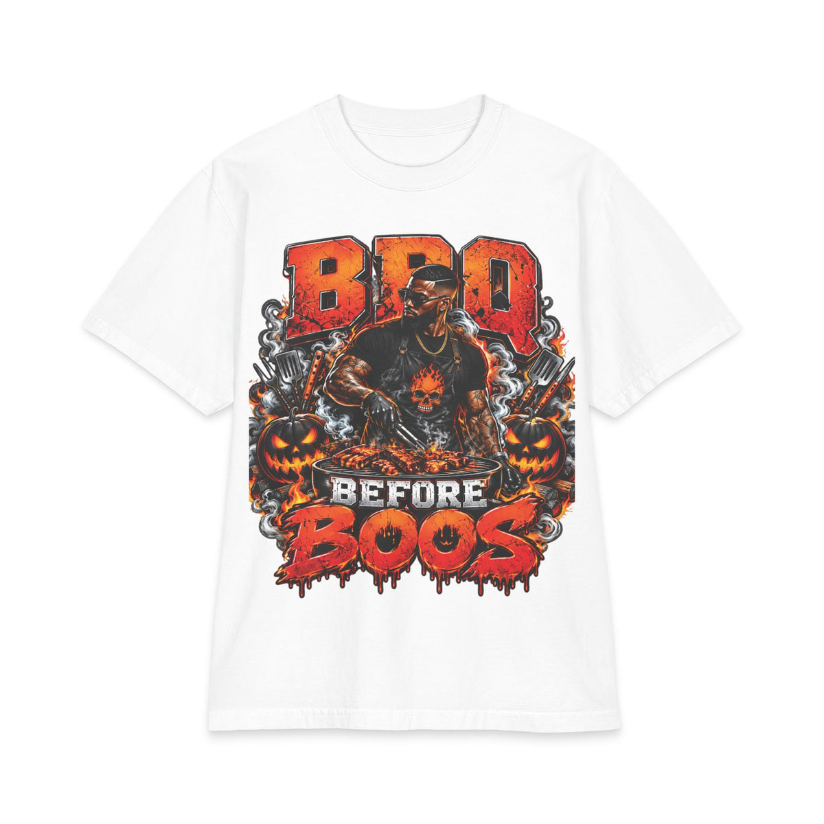 Dad Gift Shirt BBQ Before Boos T-Shirt | Halloween BBQ Grilling Graphic Tee