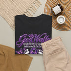 God Walks purple ribbon awareness T-Shirt | I'll Never Walk Alone design