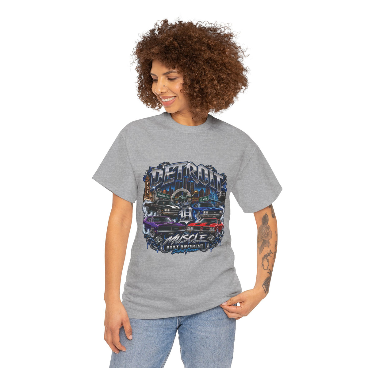 Detroit Muscle Car Tee | Vintage Hot Rod Illustration, Garage Scene