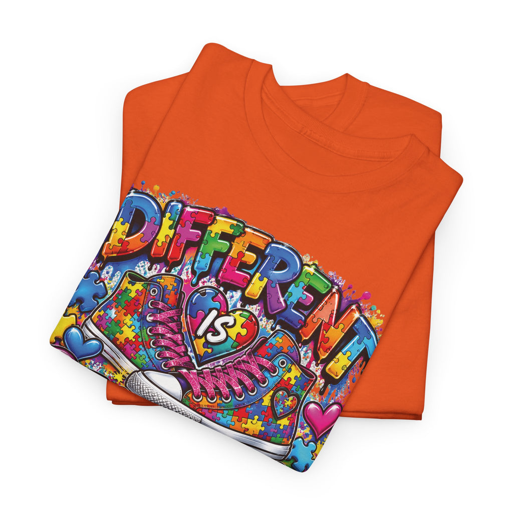 Different Is Beautiful T-Shirt | Colorful Rainbow Heart Typography
