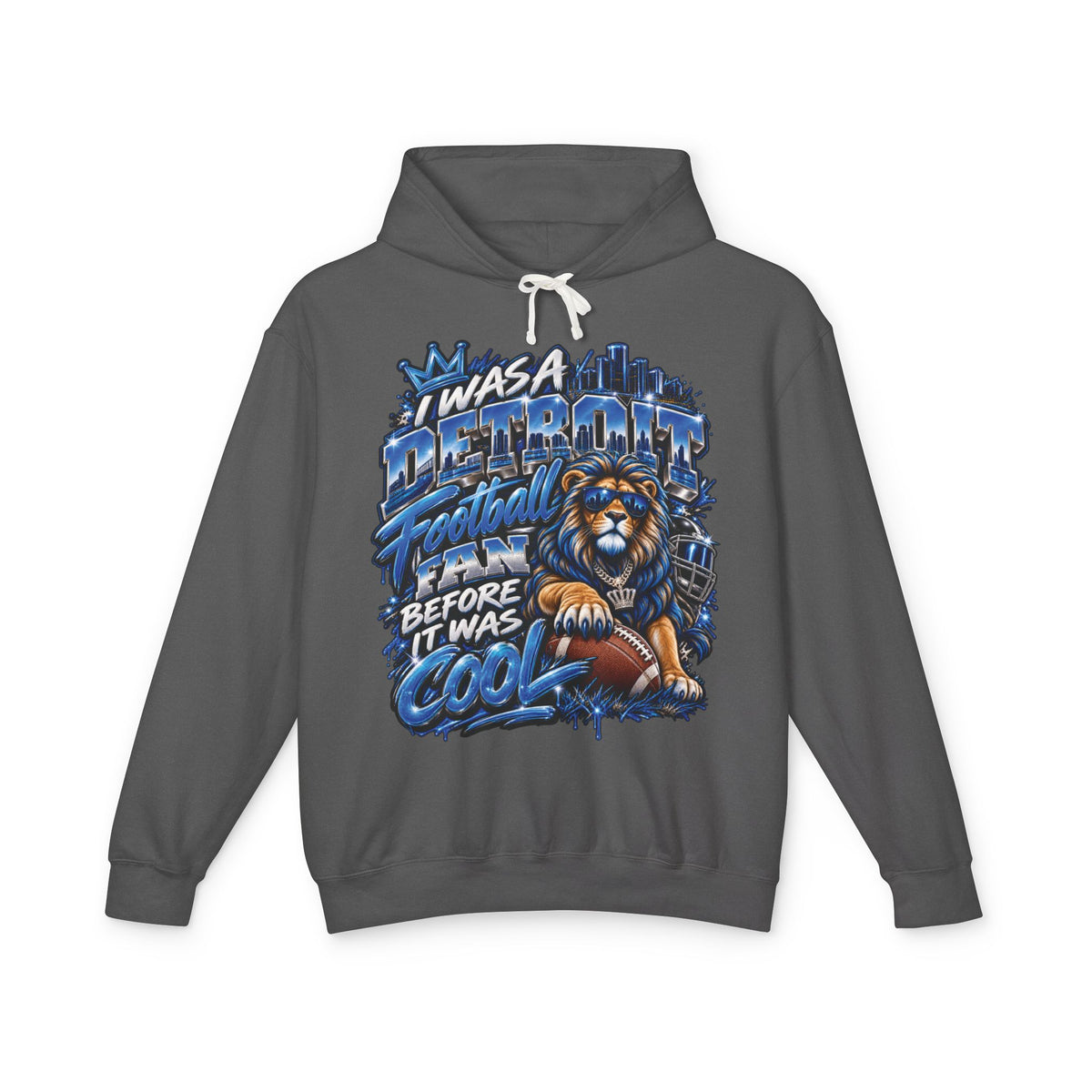 Detroit Retro Graffiti Hoodie | Lion, Skyline, Football Illustration