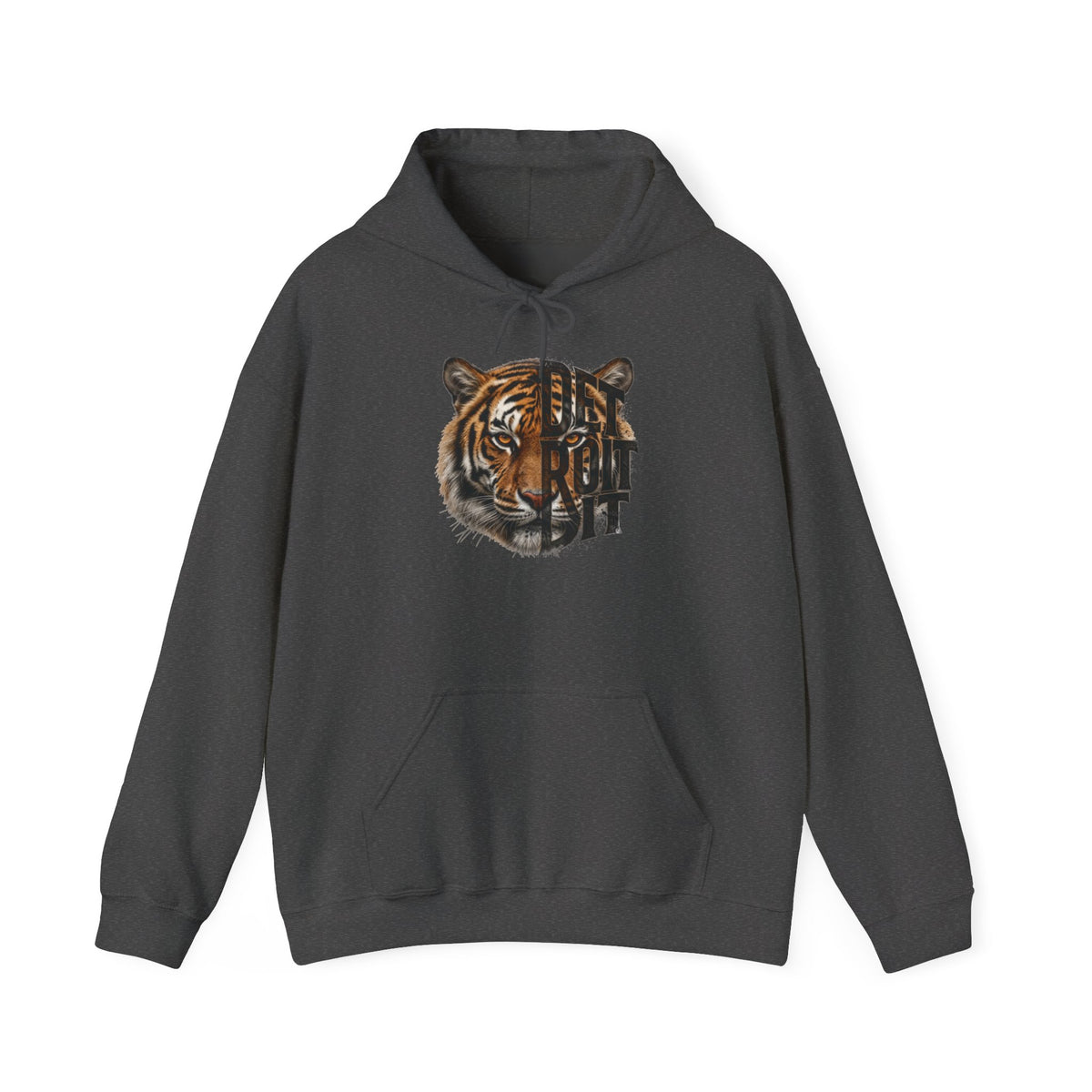 Tiger Head with Distressed Text Hoodie | White Pullover