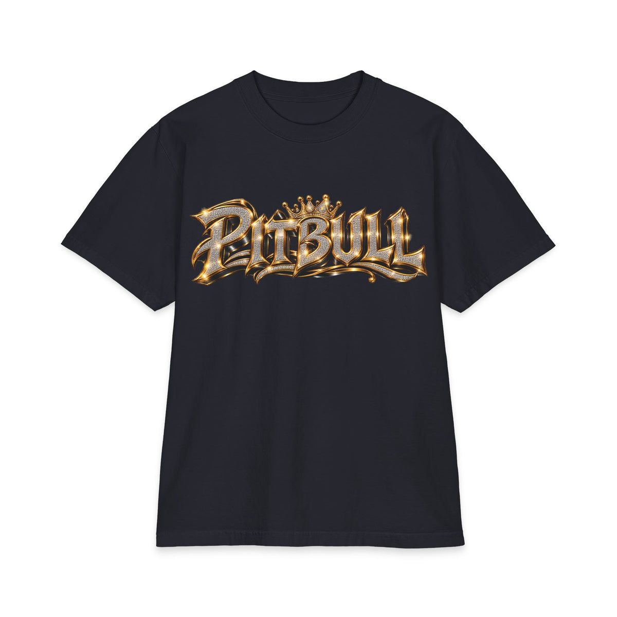 Pitbull Graphic T-Shirt | Hip Hop Logo, Portrait, Gold Chrome Lettering