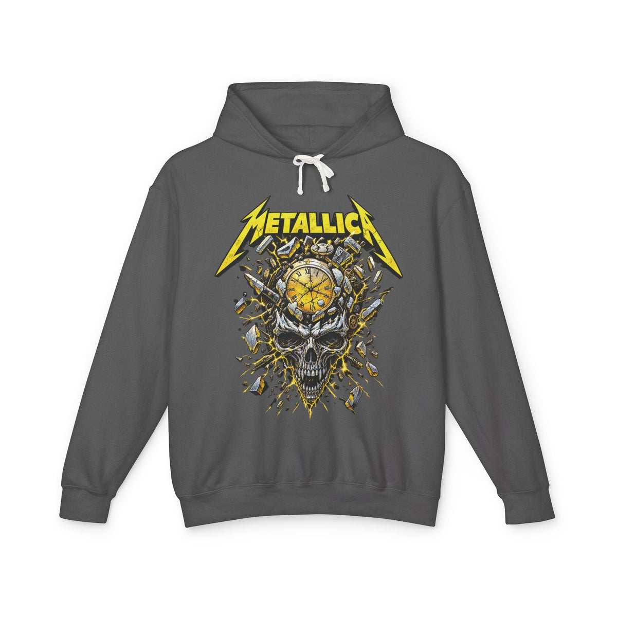 Metallica Skull & Broken Clock Hoodie | Band Logo Rock Music Sweatshirt