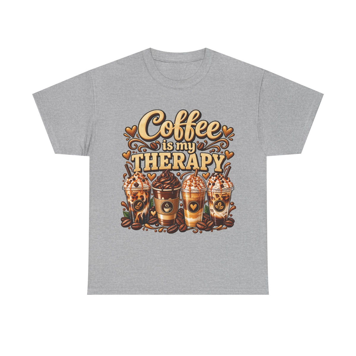 Coffee Is My Therapy T-Shirt | Coffee Cups Illustration, Cozy Beverage Tee