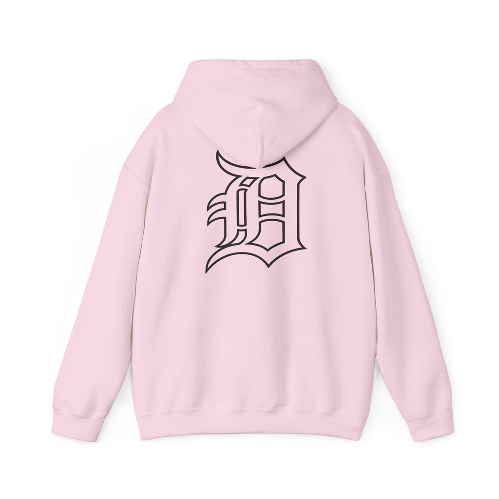 Detroit Basketball Graphic Hoodie | Vintage City Sports Logo, Front Collage Art