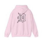 Detroit Basketball Graphic Hoodie | Vintage City Sports Logo, Front Collage Art