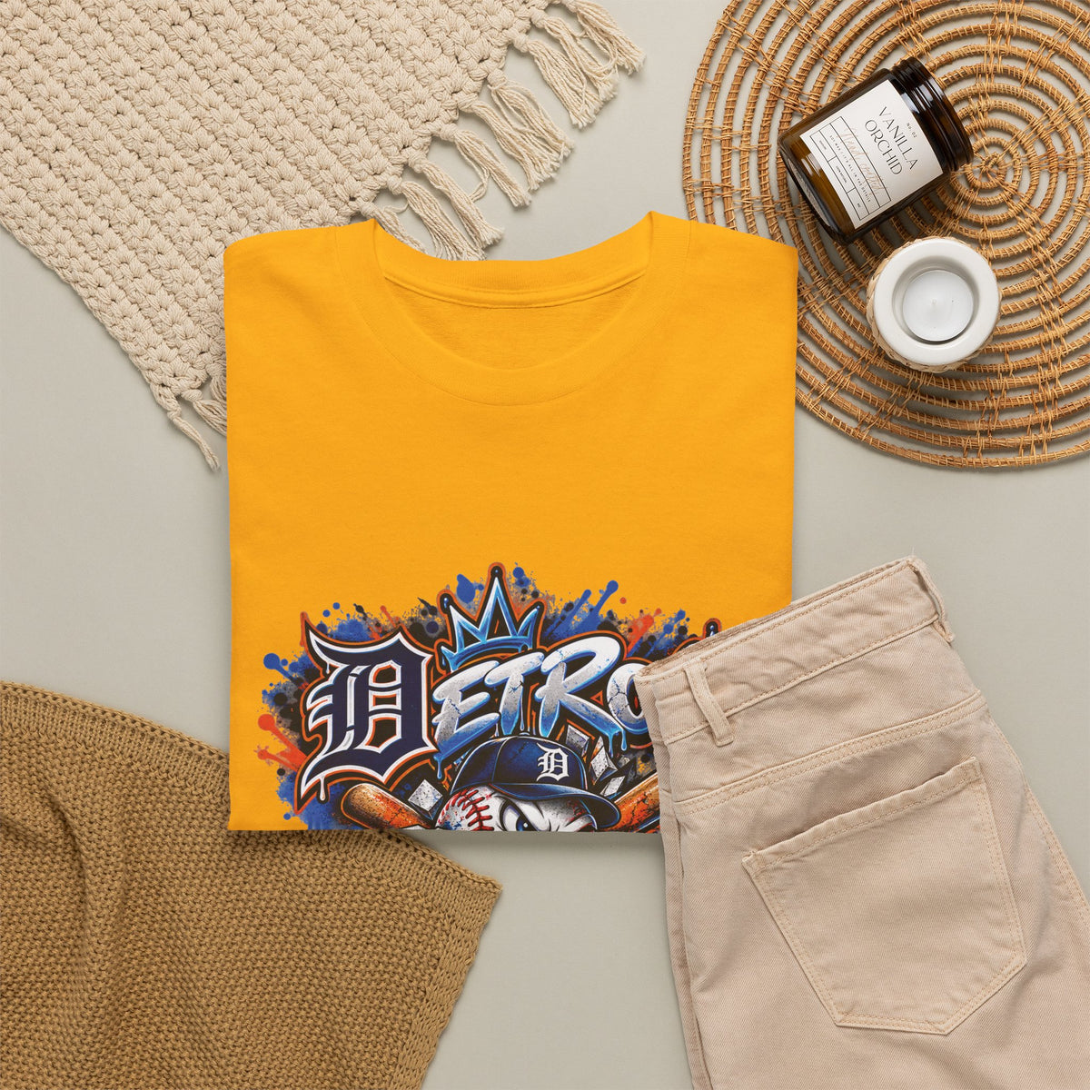 Detroit Batter Up T-Shirt | Baseball City Skyline Tee