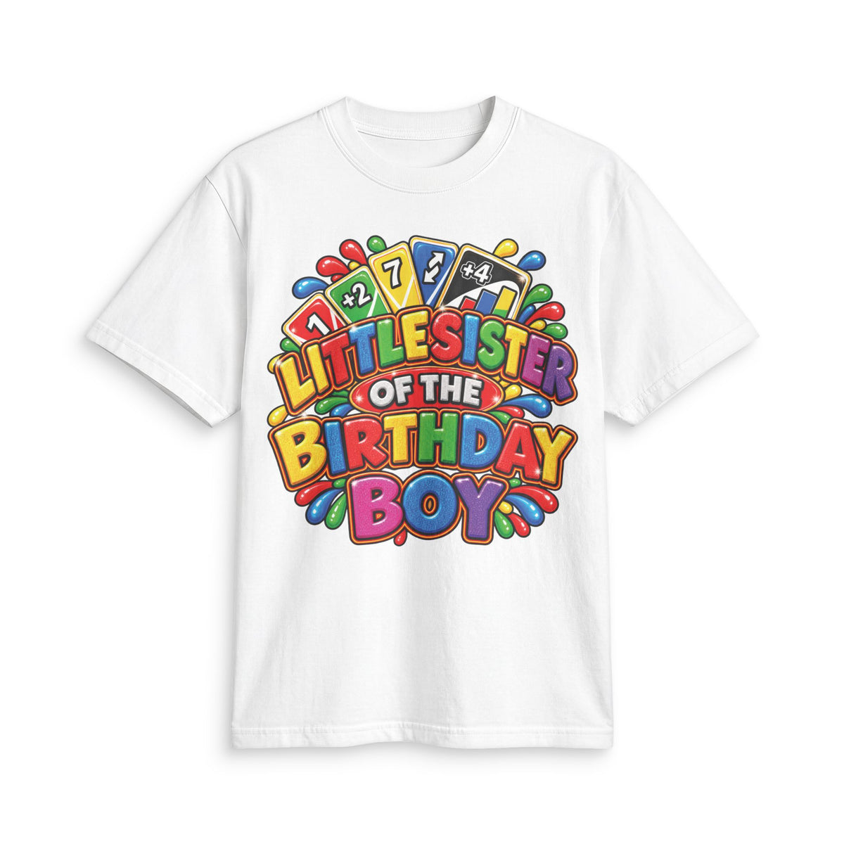 Little Sister of the Birthday Boy T Shirt | Colorful Birthday Siblings Design
