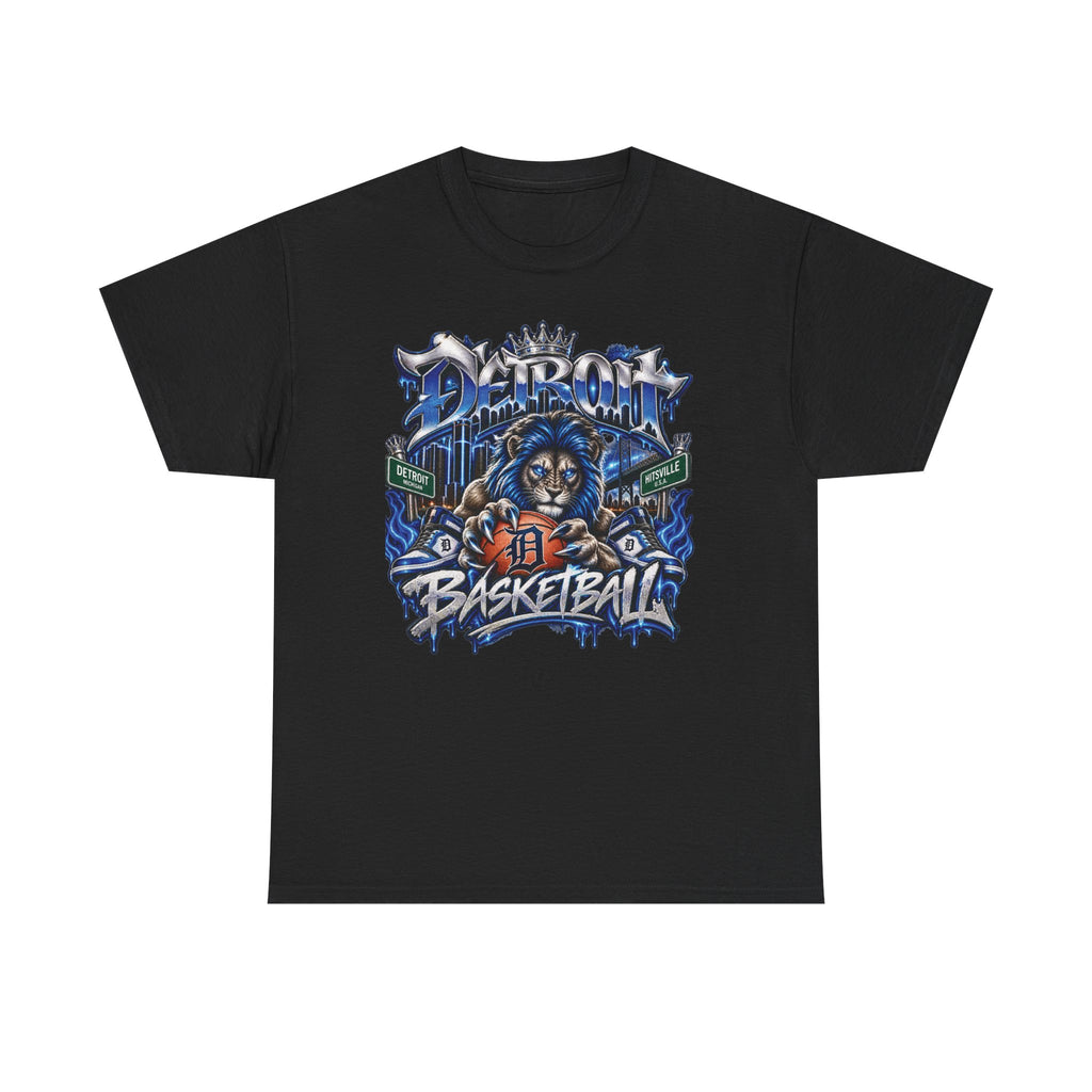Detroit Basketball Lion Graphic Tee | City Streetball Detroit D Logo
