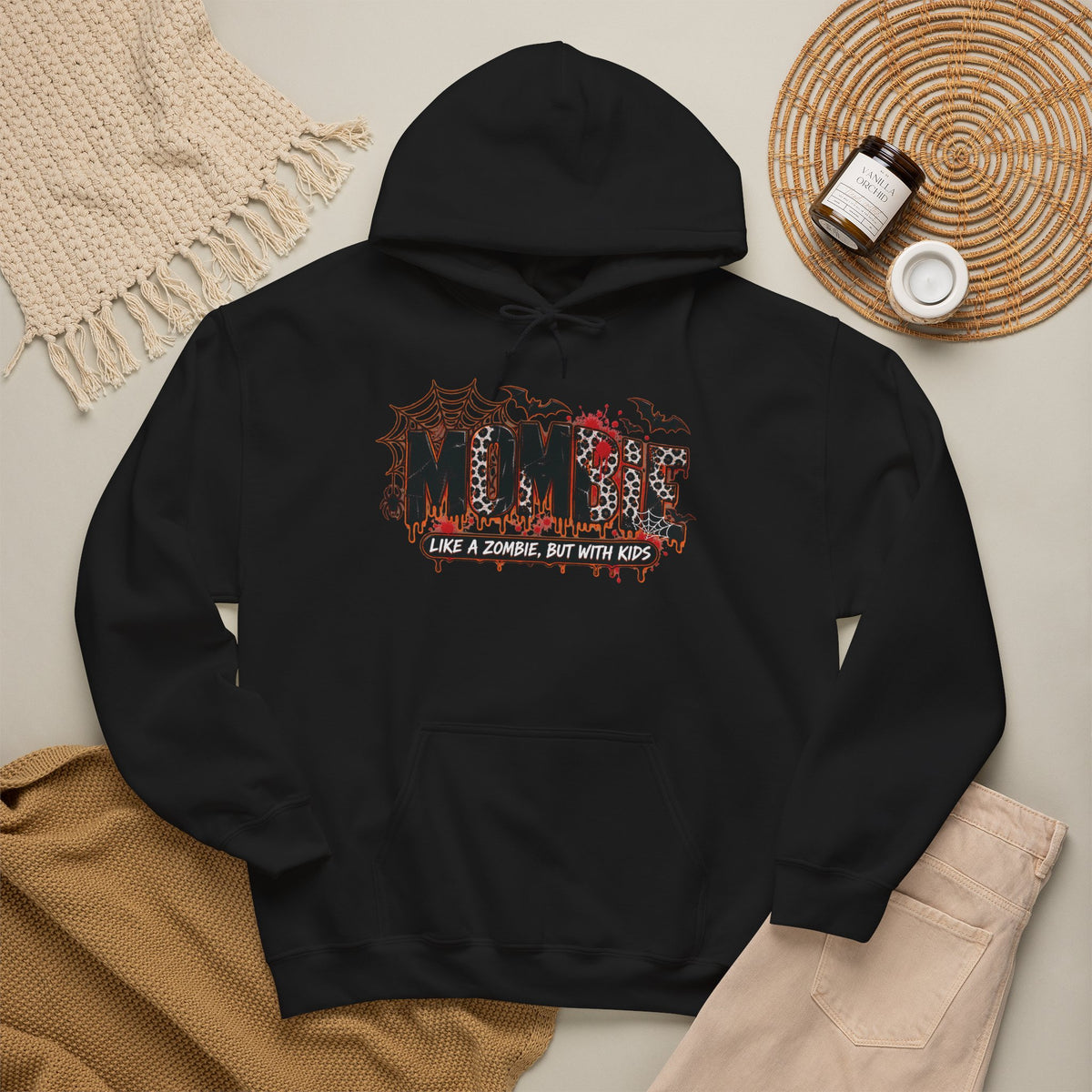 Mama Halloween Hoodie | spiderweb bats leopard print, spooky family mom sweatshirt