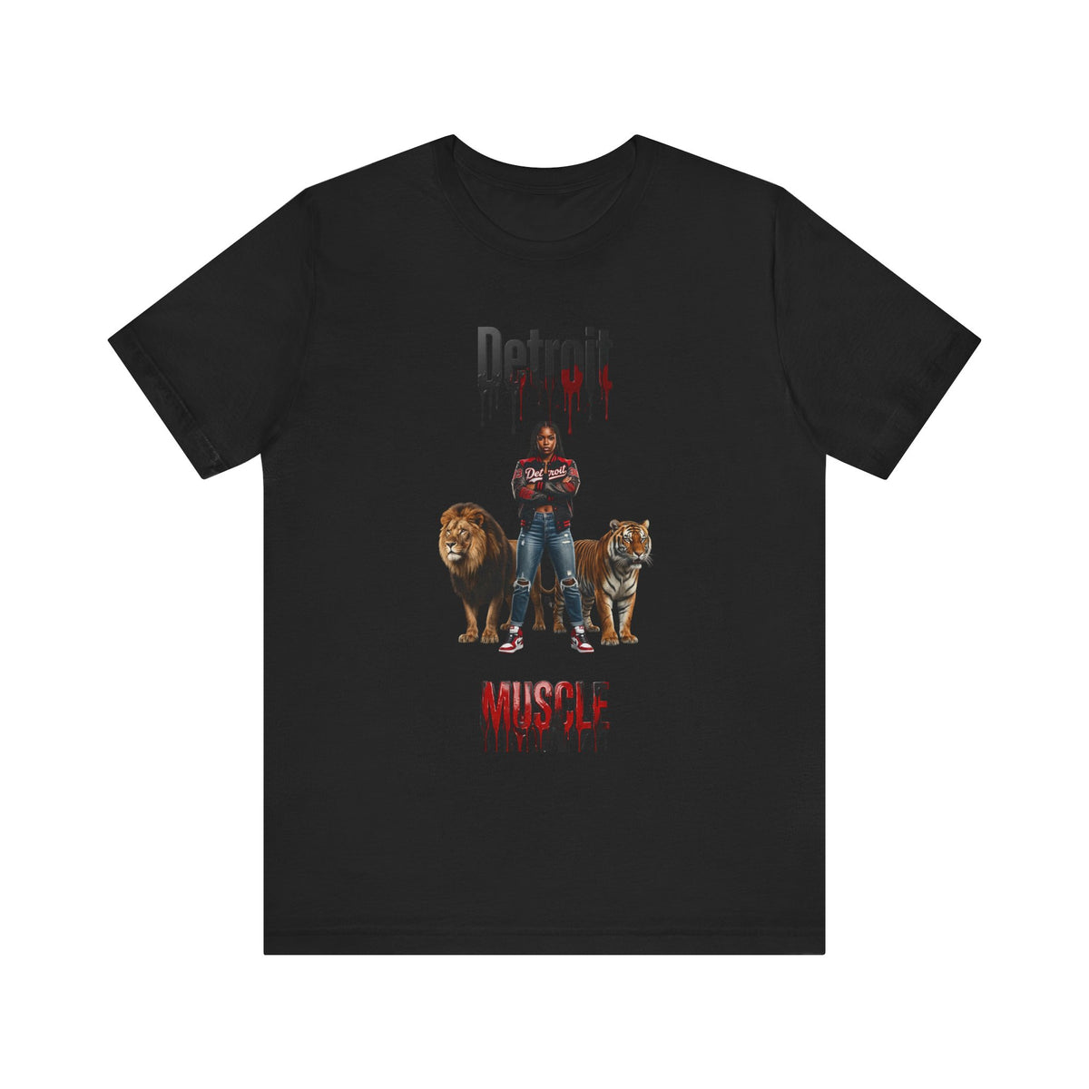 Detroit Muscle T-Shirt | Lion and Tiger Illustration
