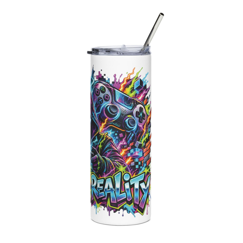 20oz Gaming Tumbler – Colorful Gamer Controller & Level Up Design