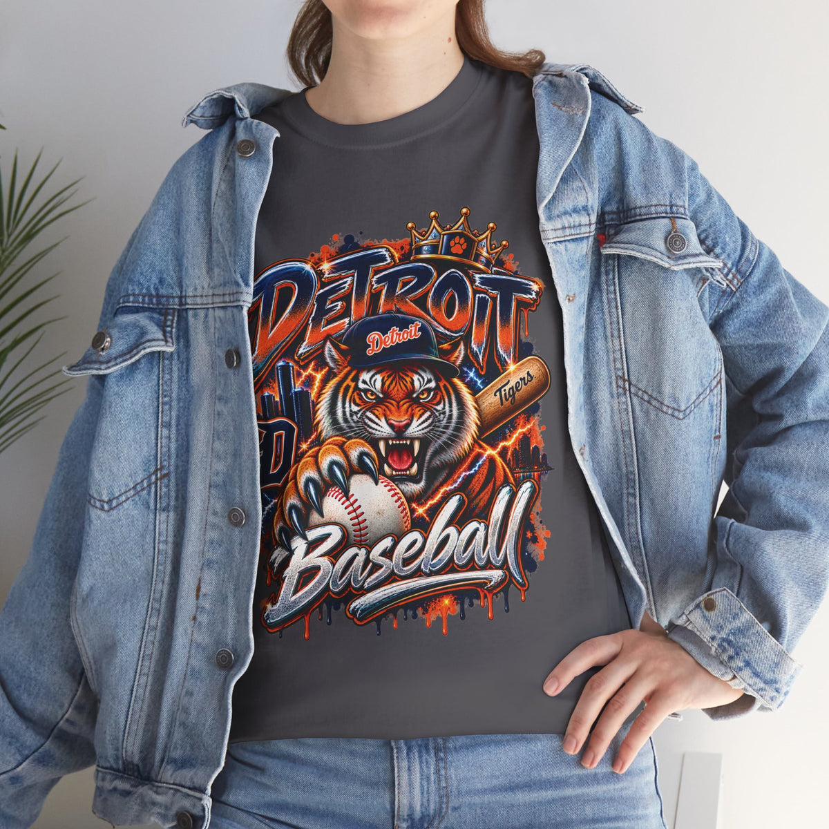Detroit Tigers Tiger Baseball Tee | Vintage Mascot Detroit Baseball Shirt