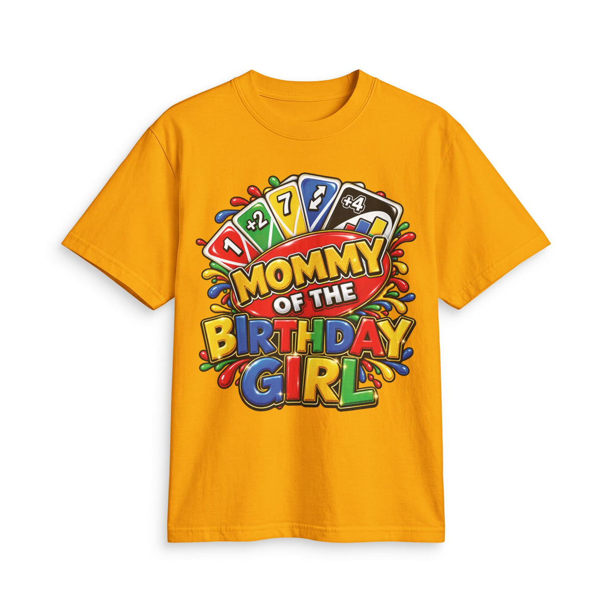 Mommy of the Birthday Girl T-Shirt | Colorful Game Card Design