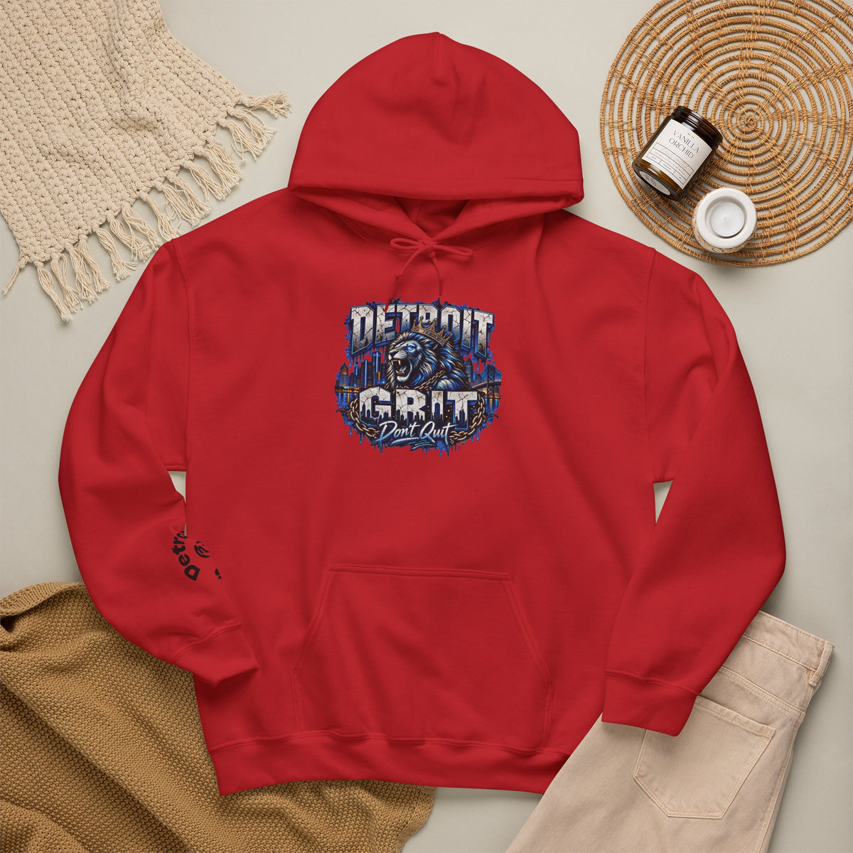 Detroit Grit graphic Hoodie | Motor City skyline, industrial vintage design