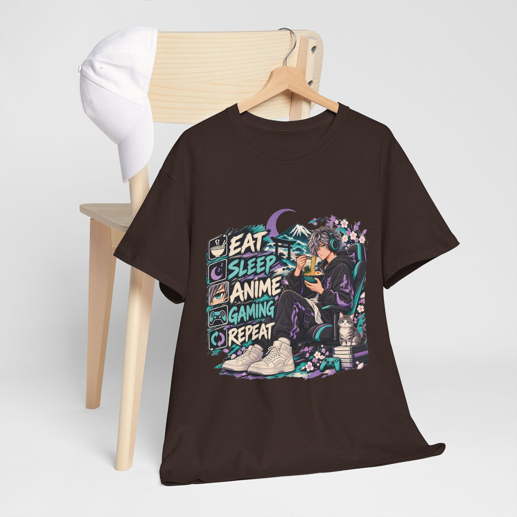 Eat Sleep Anime Gaming Repeat Video Game Graphic T-Shirt