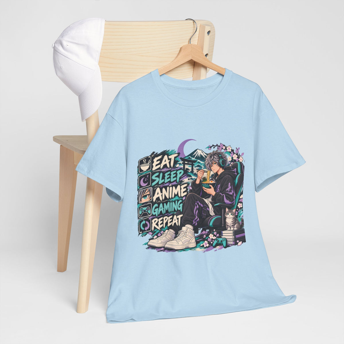 Eat Sleep Anime Gaming Repeat Video Game Graphic T-Shirt