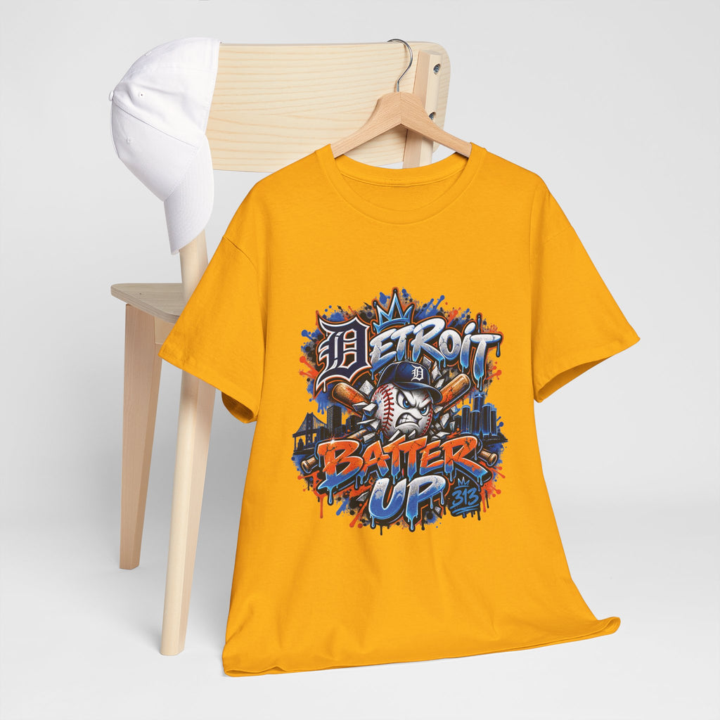 Detroit Batter Up T-Shirt | Baseball City Skyline Tee