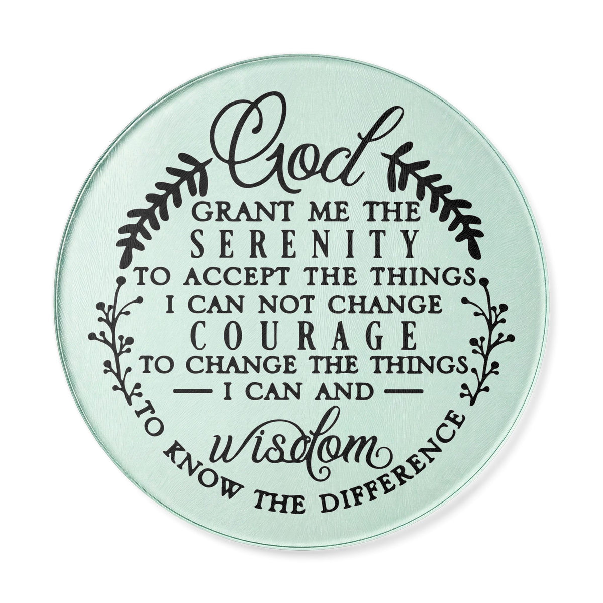 Serenity Prayer Round Cutting Board | Inspirational Kitchen Decor, Wood Serving Board