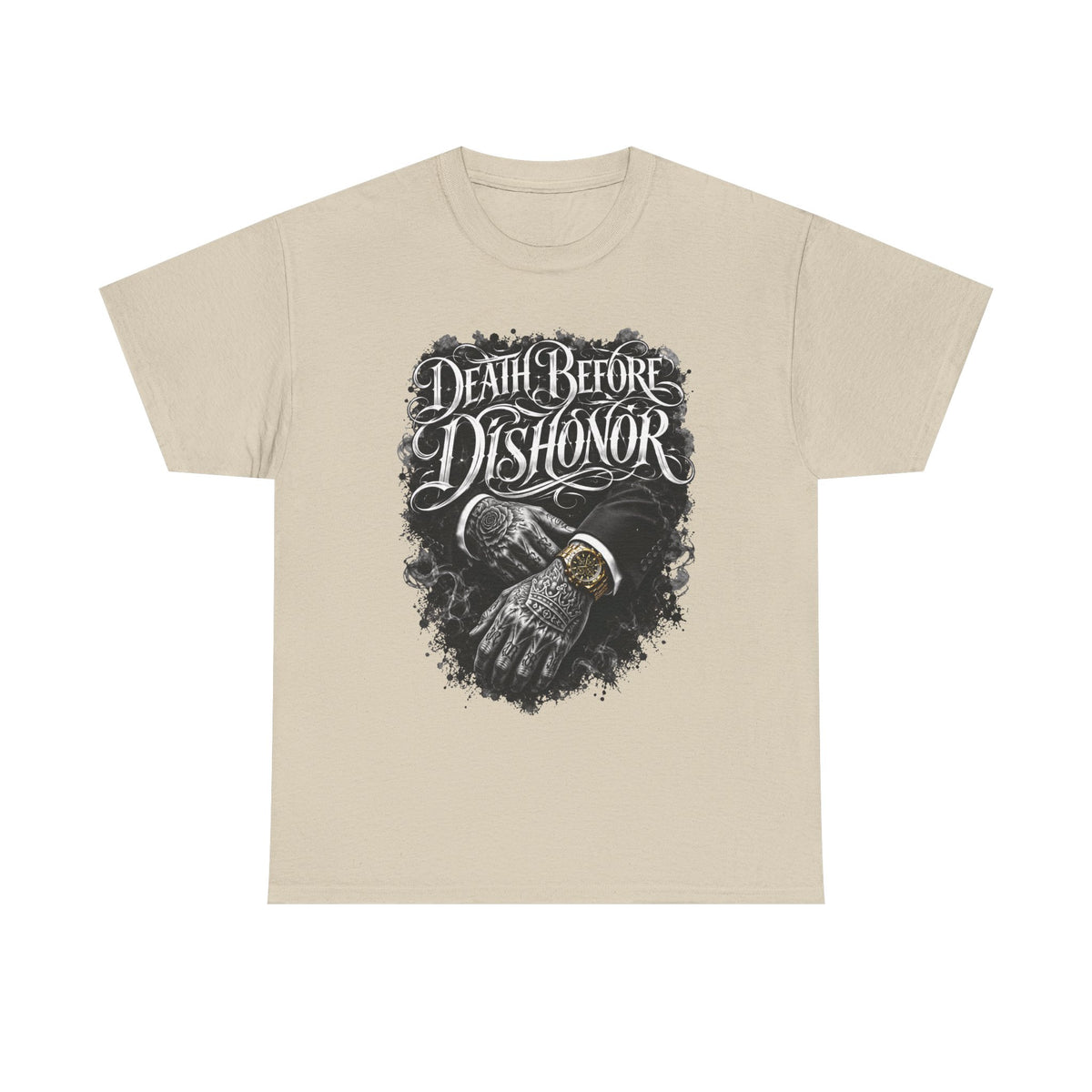 Death Before Dishonor Skull Gloves T-Shirt | Biker Tattoo Style