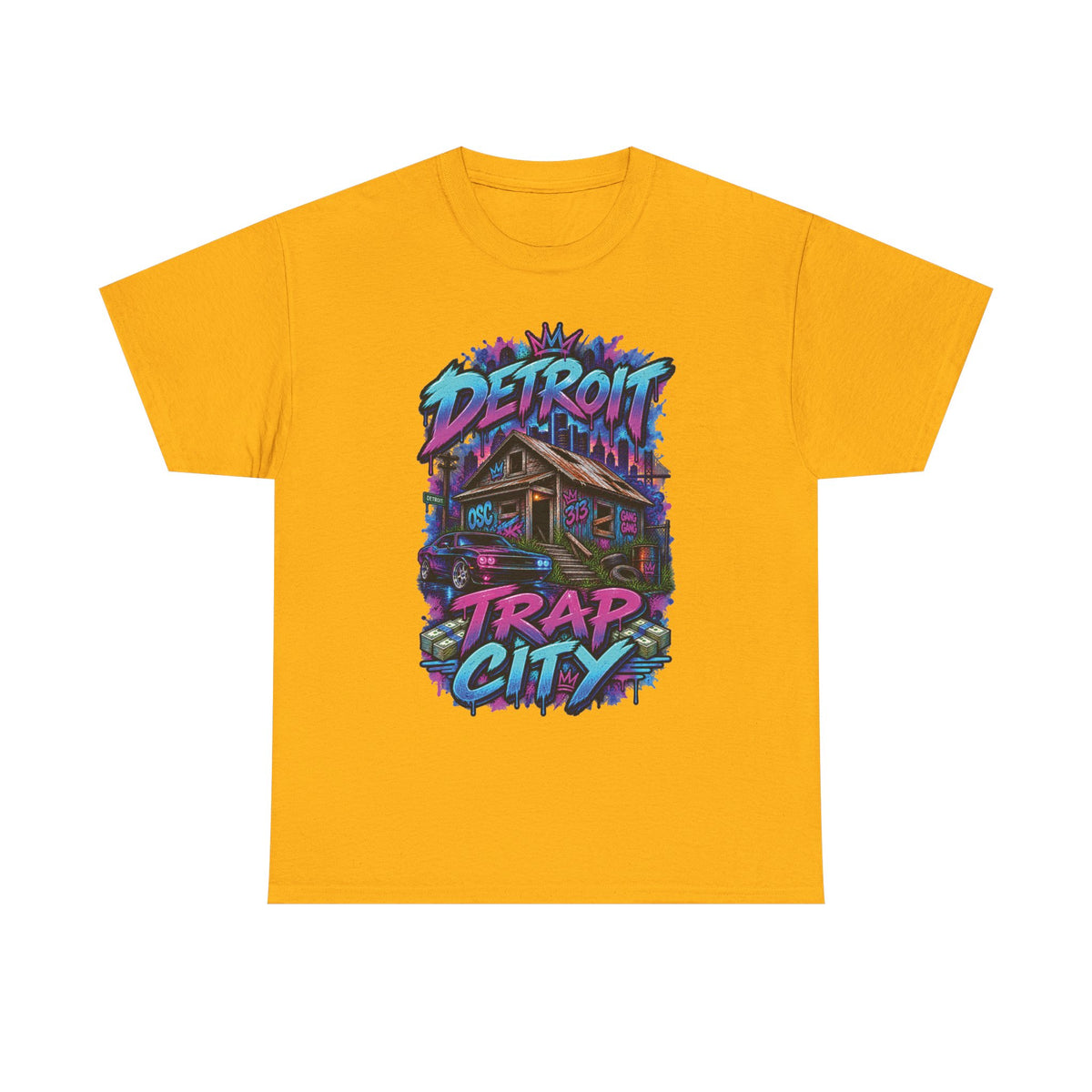 Detroit Trap City Tee | Urban Graffiti Streetwear, Neon Hip Hop Design