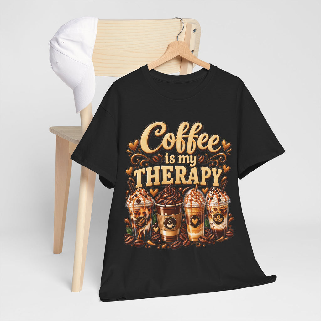 Coffee Is My Therapy T-Shirt | Coffee Cups Illustration, Cozy Beverage Tee