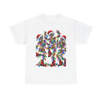 Dancing Skeletons with Christmas Lights T-Shirt | Santa Hat Holiday Tee