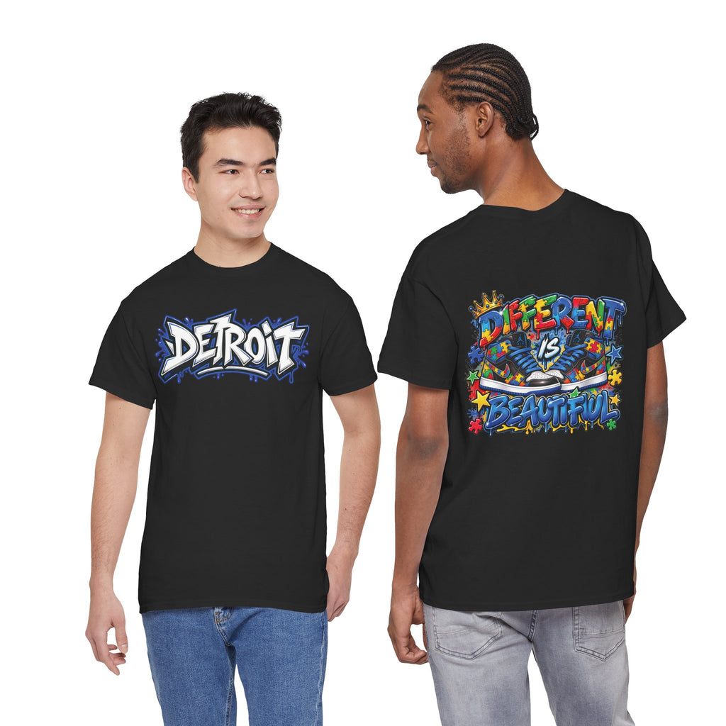 Detroit Graffiti Autism Tee | Different Is Beautiful backprint